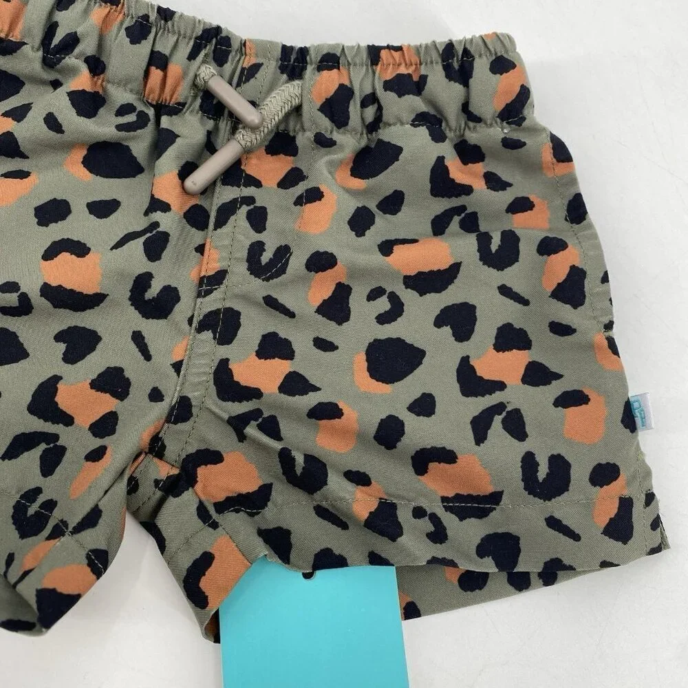 Posh Peanut Newborn Size 0-3M Green Eli Swim Trunks Animal Print NWT